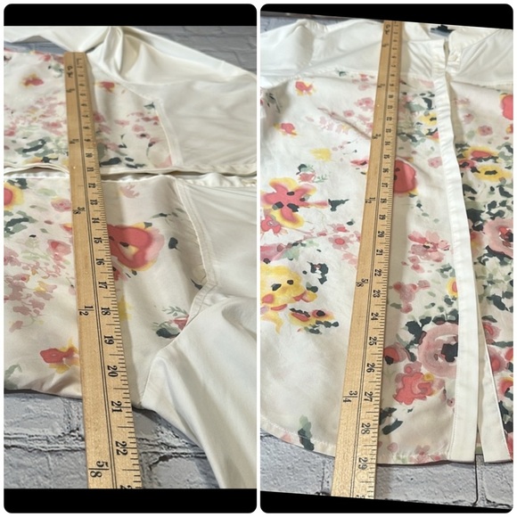 Lot of 2 Worth Button up tops blouses size Medium Floral Cream White Linen Silk - Picture 12 of 16